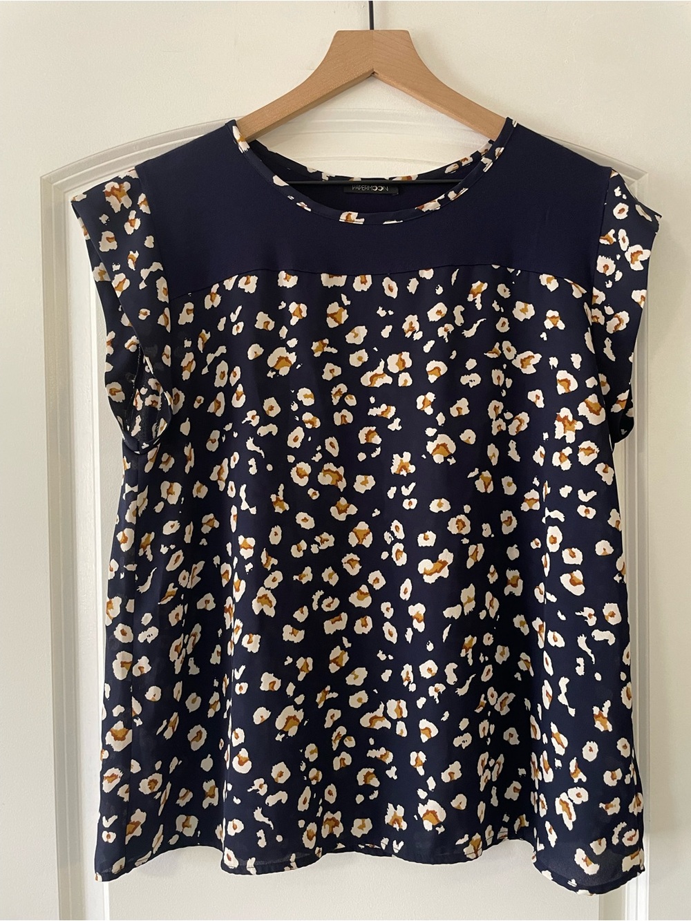 Papermoon Navy Floral-Spot Cap Sleeve Blouse Size M-L